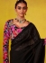 Black glass tissue sequins embroidered wedding saree with blouse 2158